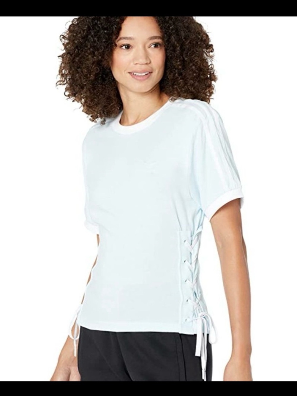 NWOT Adidas Originals Lace-Up Side Tee Blue S - Picture 5 of 5